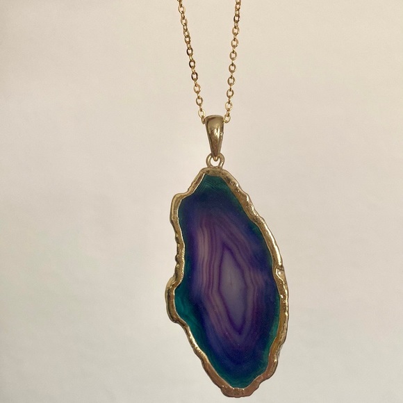 Jewelry - Blue + Purple Sliced Agate Necklace 🔮LAST ONE🔮
